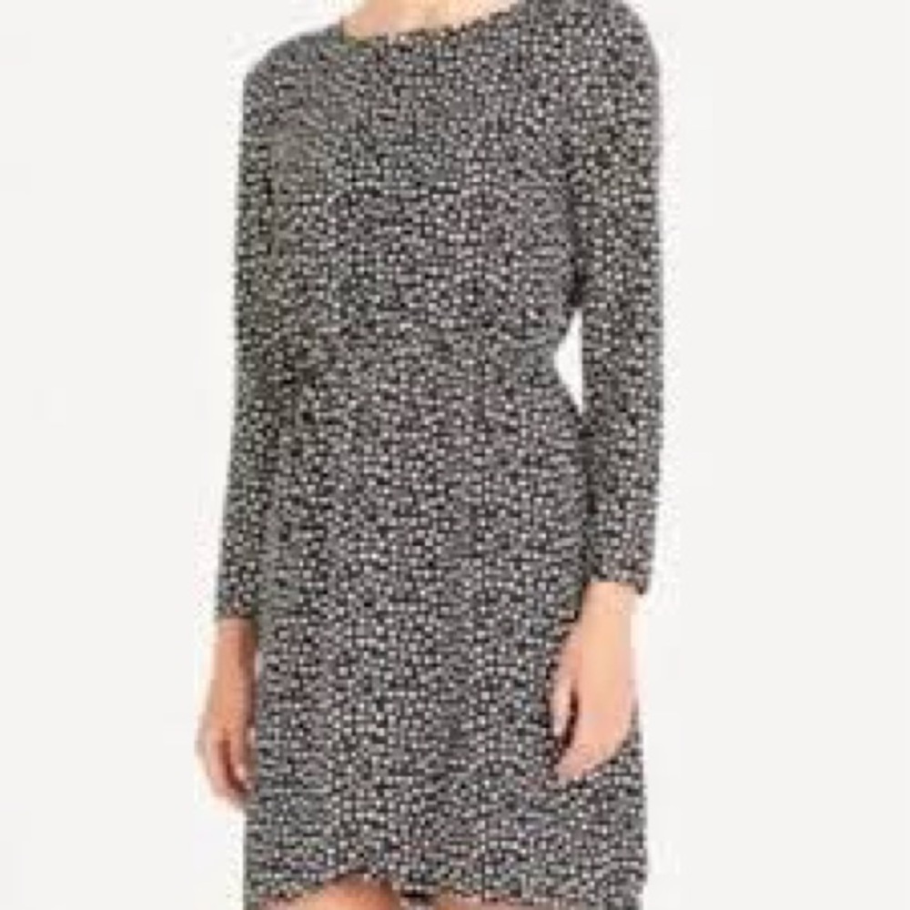 J. Crew Factory Black and White Printed Midi Dress